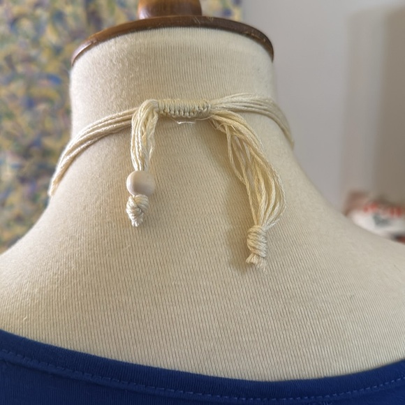 The Sak Cream Colred Wooden Bead and String Slider Necklace. - Picture 4 of 7